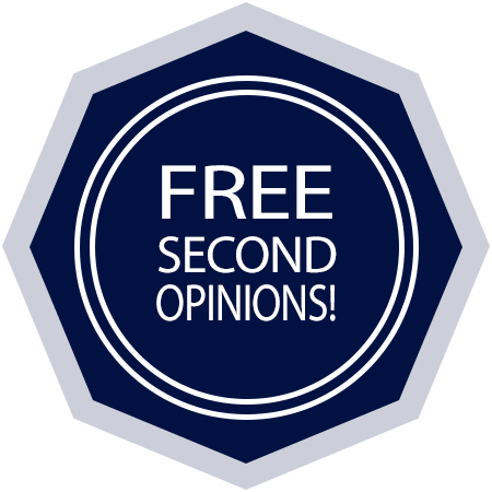 Badge advertising free second opinions from Dr. John Nosti